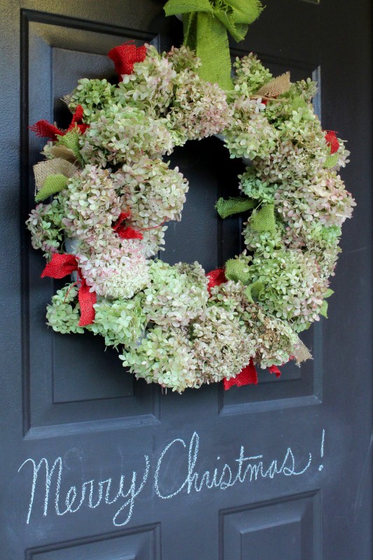 Hydrangea Christmas Wreath Front Door