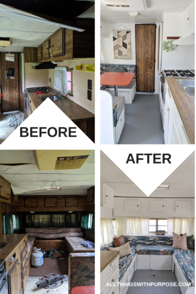 Before and After Pictures of our 1977 Vintage Camper