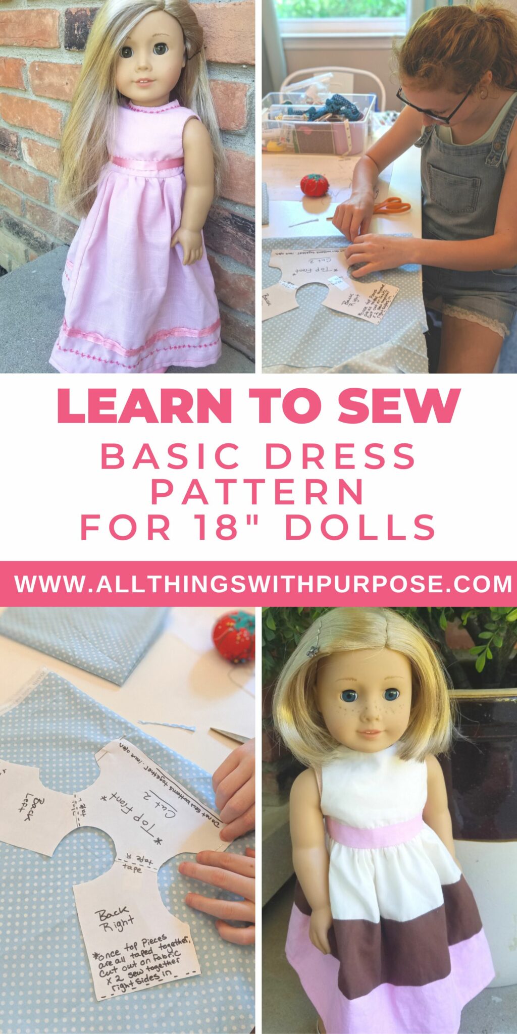 Doll Dressmaking Series:Dress with a bodice and gathered skirt